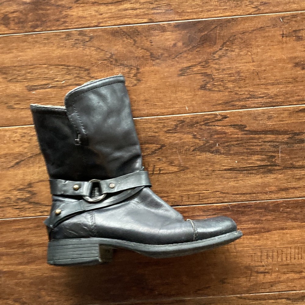 Real Leather Black Biker Boots. Size 6.5 - image 2